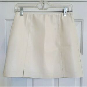 ALYA Cream Faux Leather A-Line Mini Skirt SIZE SMALL